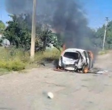 Пошкоджений автомобіль після ураження ворожого дрону