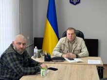 Заступник голови Донецької облдержадміністрації Олександр Шевченко та начальник управління з питань ветеранської політики облдержадміністрації Артур Насібян