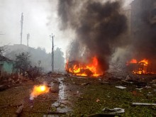 Пожежа на місці ворожого обстрілу