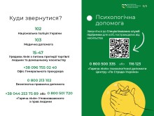 банер з інформацією, куди звертатись жертвам у випадку насильства
