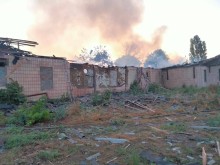 Адміністративна будівля, зруйнована ворожим обстрілом.