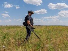 Піротехнік ДСНС обстежує територію