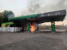 Пожежа на АЗС після ворожого обстрілу