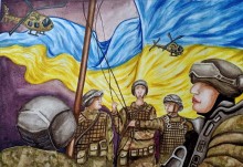 Робота учасника акції «Нескорені» до Дня українського добровольця.