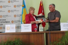 Начальник Миколаївської міської військової адміністрації Володимир Проскунін в Андрушівській громаді, де презентує книгу про Донеччину – форпост.