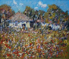 Картина художника, на якій зображені українські хати