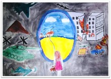 Дитячий малюнок із зображенням української символіки