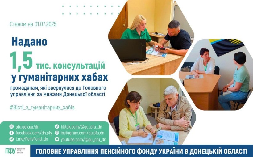 Інформація про консультації від фахівців ПФУ, які отримали мешканці Донеччини в гуманітарних хабах країни.