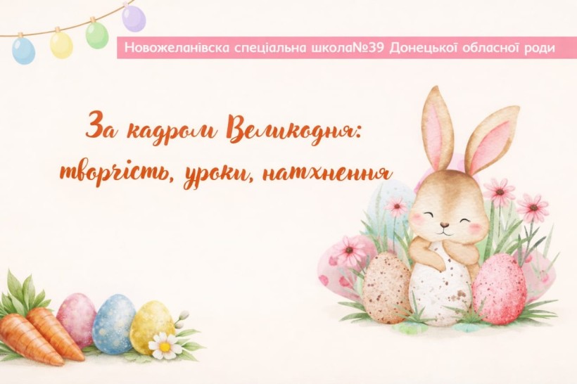 Великодній кролик з крашанками та квітами