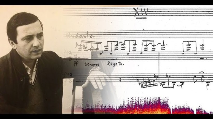 Композитор Іван Карабиць та ноти: колаж