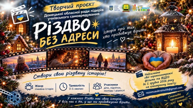 Афіша творчого проєкту "Різдво без історії" з різдвяною символікою