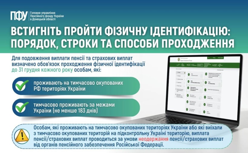 ️Вчасно проходьте ідентифікацію: пам'ятка для отримувачів пенсійних, соціальних та страхових виплат