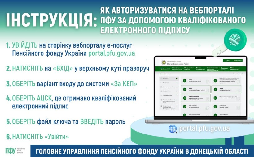 Інструкція стосовно авторизації на вебпорталі ПФУ.