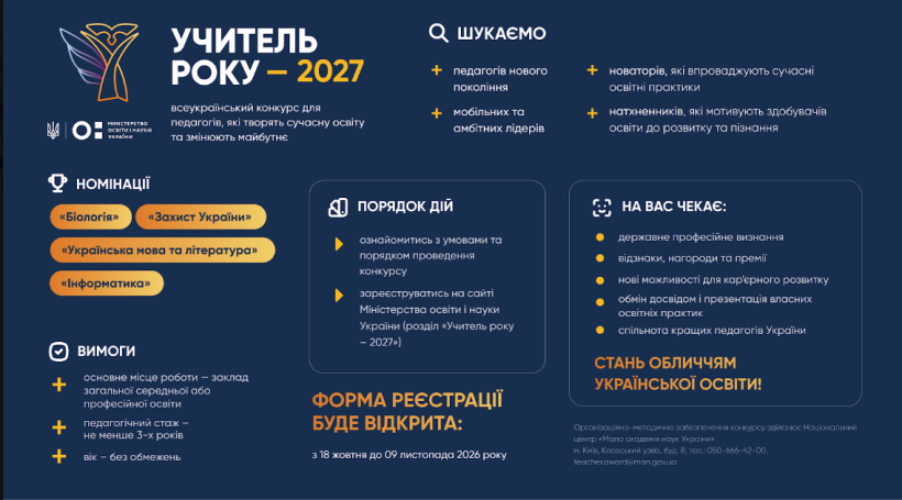 Умови конкурсу "Учитель року"