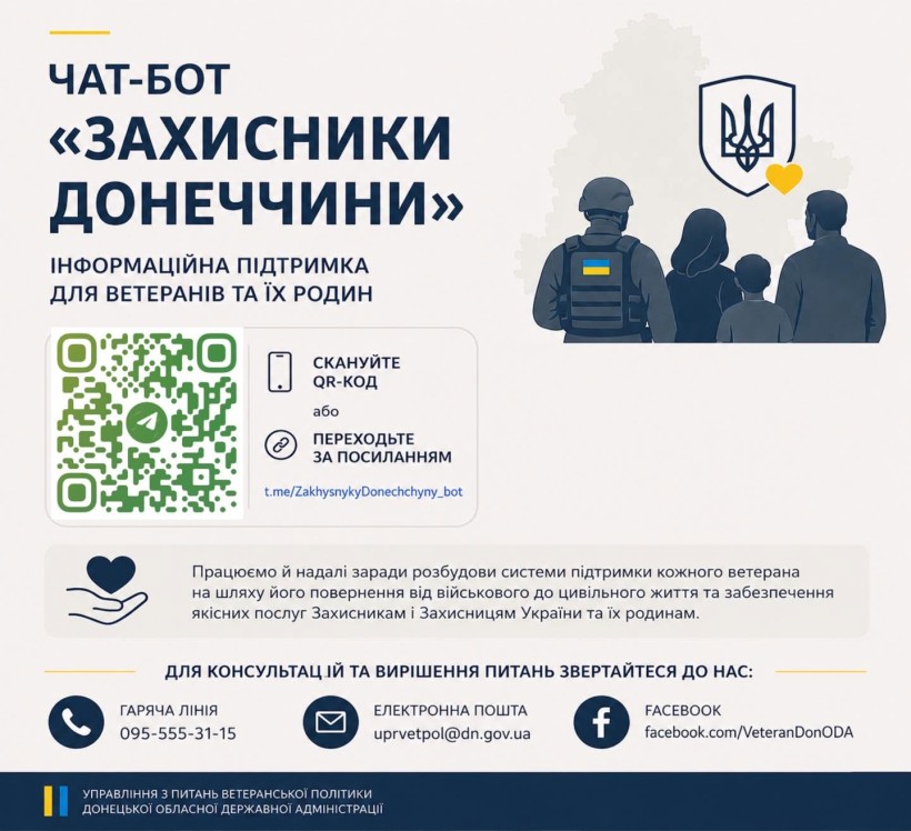 Інфографіка про чат-бот "Захисники Донеччини"