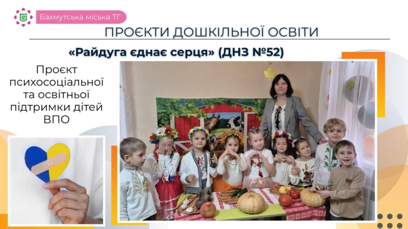 Проєкт дошкільної освіти «Райдуга єднає серця» (ДНЗ №52) для надання психосоціальної та освітньої підтримки дітям ВПО.