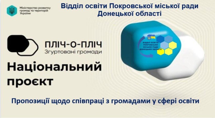 Слайд Покровського відділу освіти про співпрацю з громадами у сфері освіти