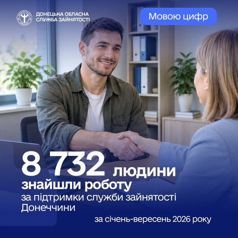8732 людини знайшли роботу за підтримки служби зайнятості Донеччини