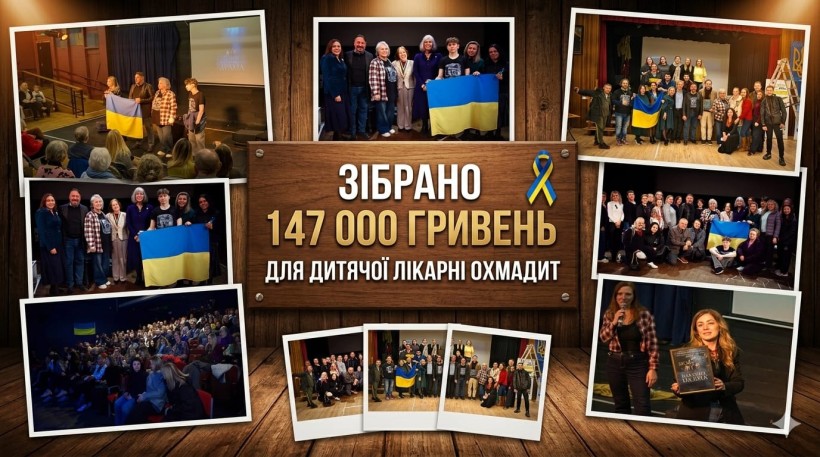 Колаж з фото виступів театру під час благодійного туру