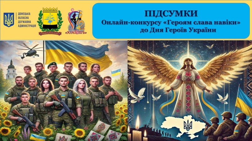 Колаж про підсумки конкурсу з тематичними картинками до Дня Героїв