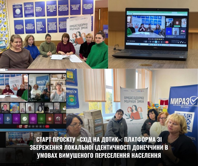 Колаж фото учасників проекту «Схід на дотик» – платформа зі збереження локальної ідентичності Донеччини в умовах вимушеного переселення населення.