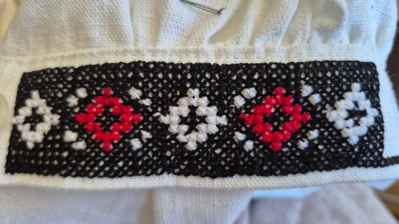 Традиційний візерунок в червоно-чорних кольорах крупним планом