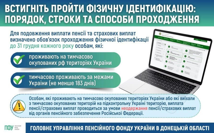 Вчасно проходьте ідентифікацію: пам'ятка для отримувачів пенсійних, соціальних та страхових виплат