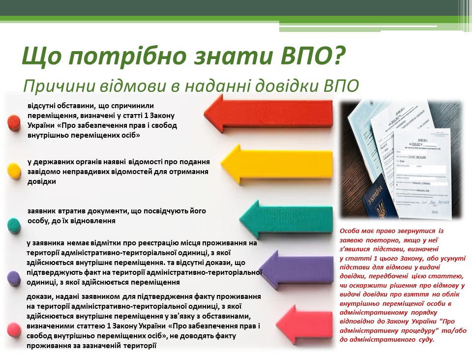 Що потрібно знати ВПО? Причини відмови в наданні довідки ВПО