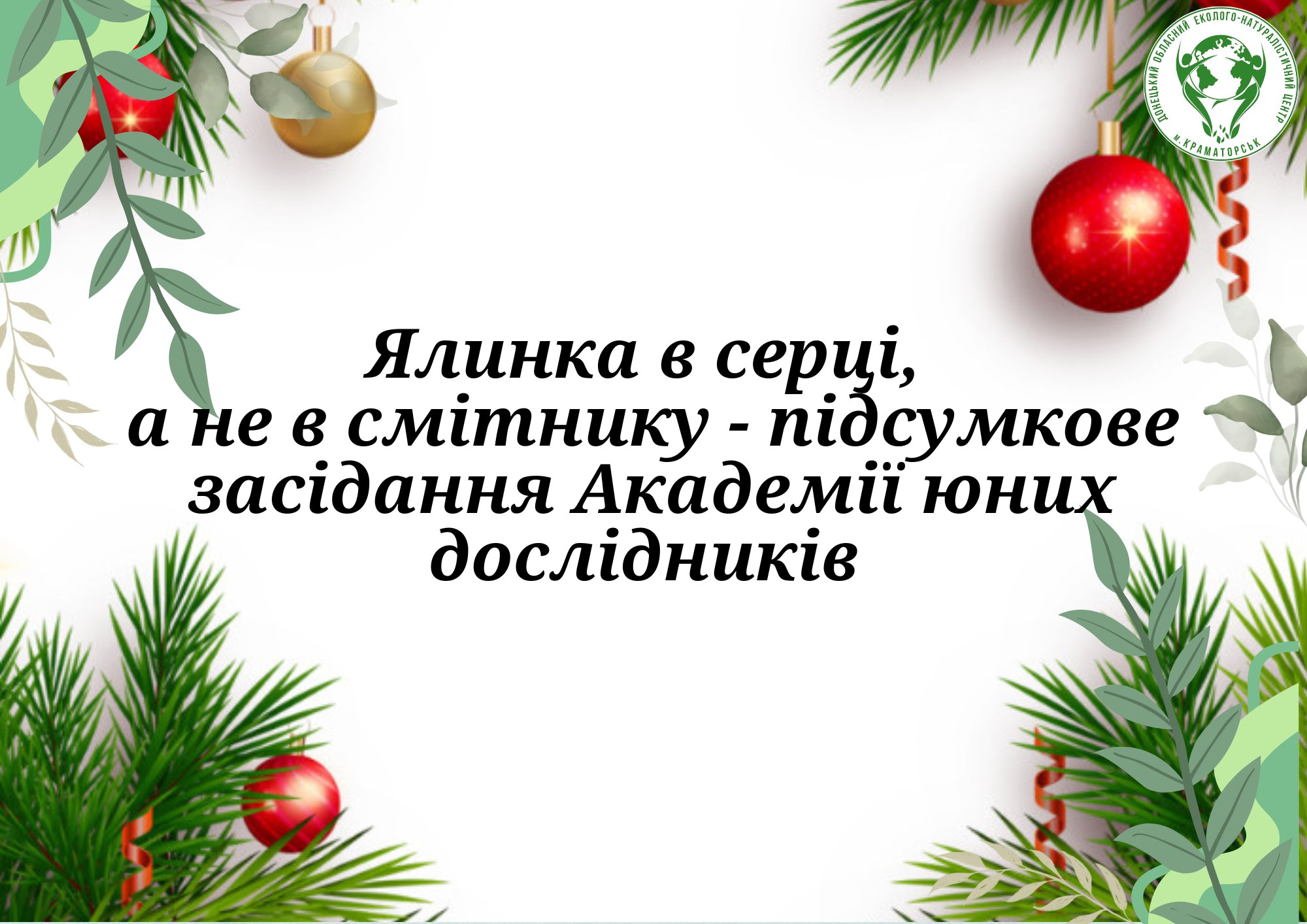«Ялинка в серці, а не в смітнику» - підсумкове засідання Академії юних дослідників