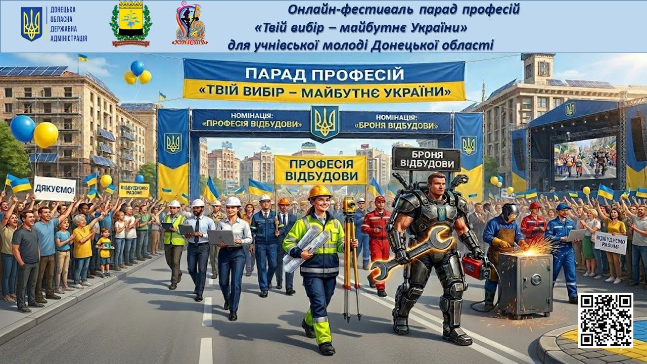 Афіша онлайн-фестивалю парад професій «Твій вибір – майбутнє України»